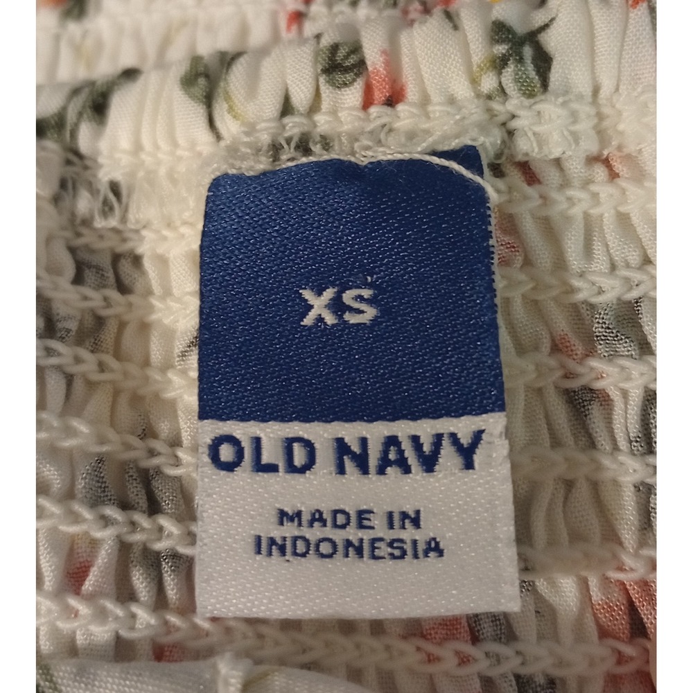 Old Navy Floral Flutter Sleeve Smocked Midi Dress White XS Cottagecore Boho - Picture 4 of 5